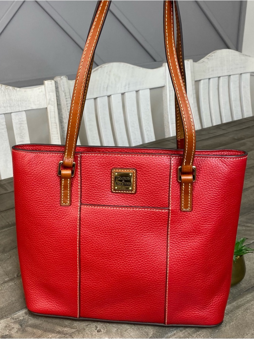 Dooney & Bourke Pebble Grain Small Lexington Shopper Tote – Red